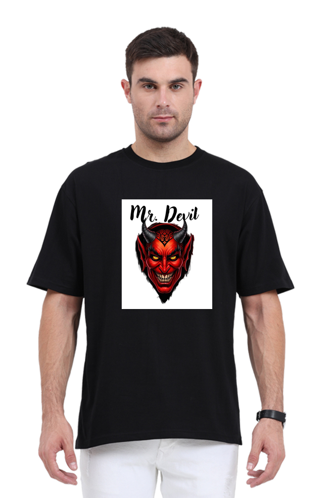 Devil's Face Oversized T-Shirt - Bold Graphic Tee for Men