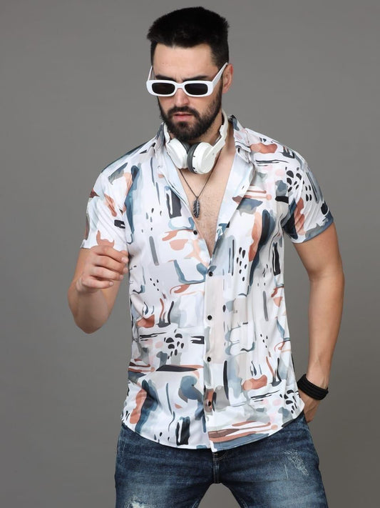 Men's Printed Rayon Half Sleeves Shirt